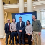 Group Photo of Prof. Freedman, Prof. Kirkland, Jacob Lollis, Prof. Lawless and Prof. Volden