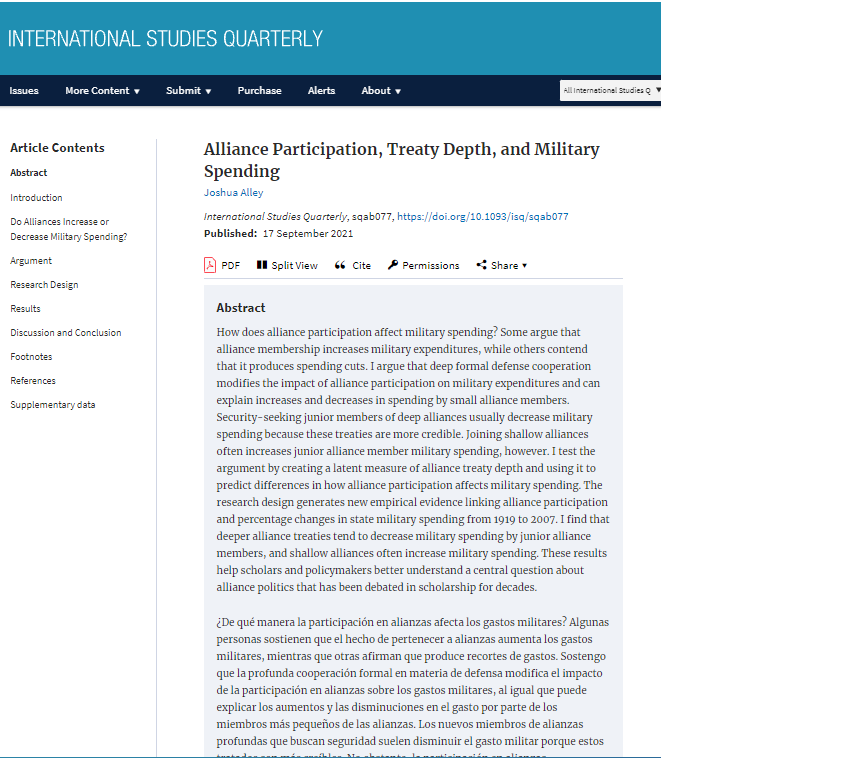 Alliance Participation, Treaty Depth, and Military Spending