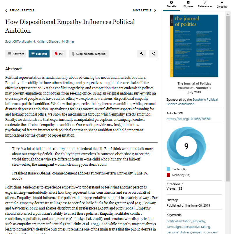 How Dispositional Empathy Influences Political Ambition