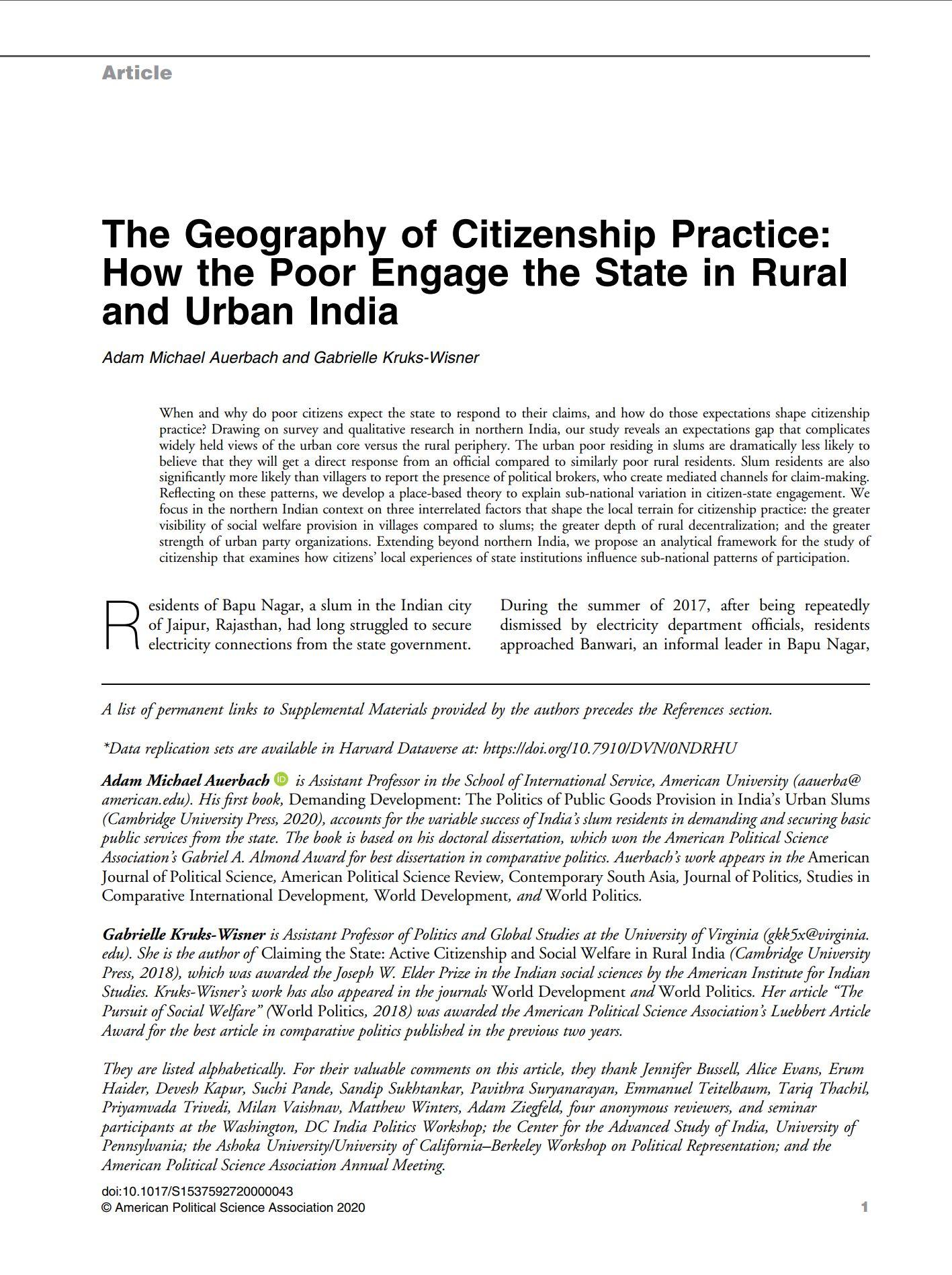 The Geography of Citizenship Practice