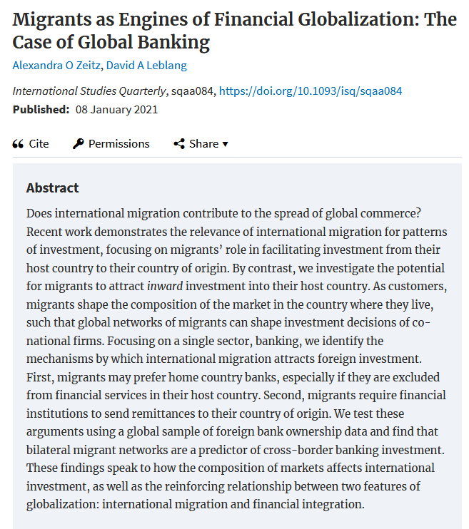 Migrants as Engines of Financial Globalization