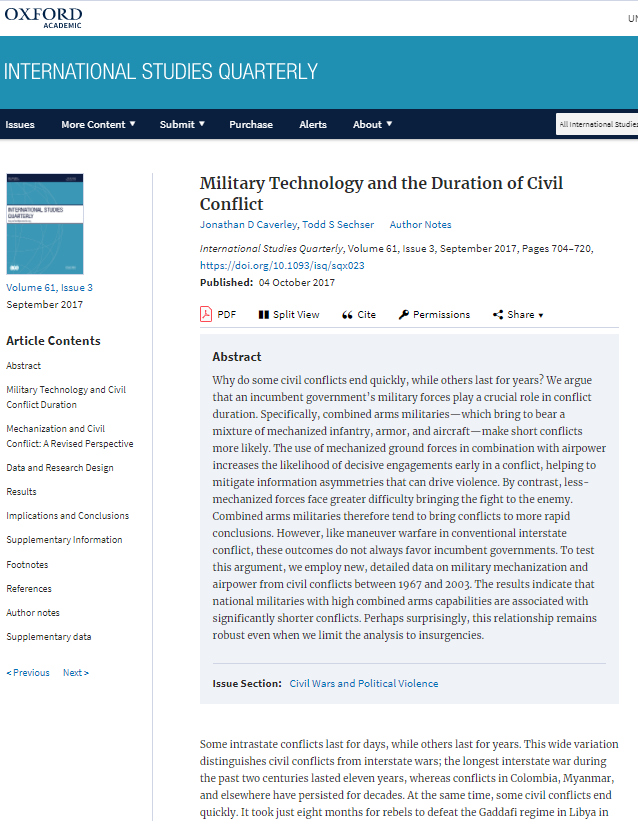 Military Technology and Duration of Civil Conflict