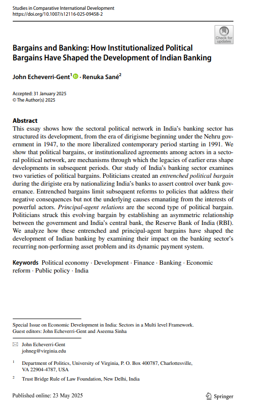 Bargains and Banking: How Institutionalized Political Bargains Have Shaped the Development of Indian Banking cover