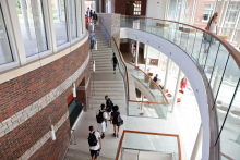 Interior view of Nau/Gibson Hall on the south lawn at the University of Virginia